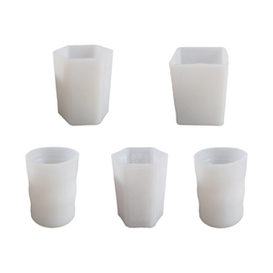 5-piece geometric silicone mold set for DIY resin pen holders and cylinder storage pots