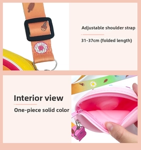 Pink silicone donut bag with adjustable patterned strap and durable metal hooks