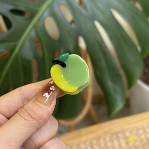 Mini acetate apple hair claw clip in green and yellow gradient for Y2K style styling