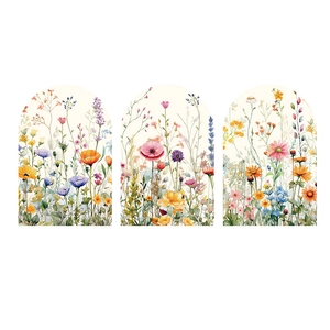 Adesivi murali a tre pezzi con fiori ad acquerello tra cui papaveri arancioni e lavanda