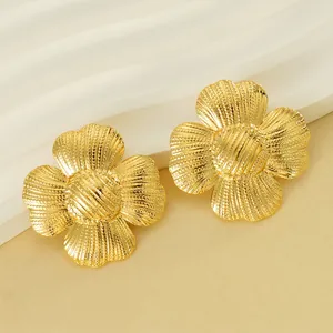 Boucles D'oreilles Tournesol Plaqué Or 18K Acier Inoxydable Vintage Floral Élégant Bijoux Mode Pour Femmes