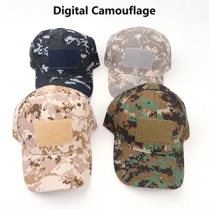 Digital camouflage tactical baseball caps with velcro patches in four classic colors