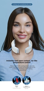 Detail of the cooling neck ring showing the PCM material and 5-minute temperature drop effect