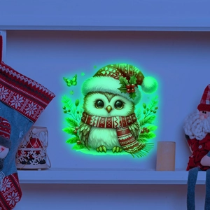 Sticker mural hibou de Noël lumineux avec effet phosphorescent pour décoration intérieure
