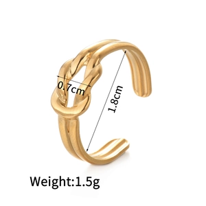 Detail view of gold open ring dimensions showing 0.7cm width and 1.8cm diameter