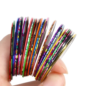 Multi-colored holographic nail striping tape rolls for professional nail art decoration