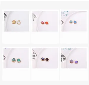Detailed grid of square gemstone pendants in six vibrant colors for DIY jewelry making