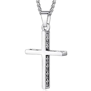Vintage Stainless Steel Cross Pendant Necklace For Men Retro Punk Wolf Dragon Skull Gothic Hip Hop Jewelry Accessory