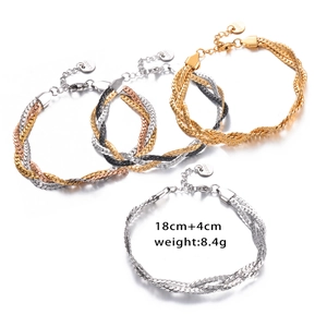 Braided stainless steel bracelets in gold and silver finish with 18cm plus 4cm chain