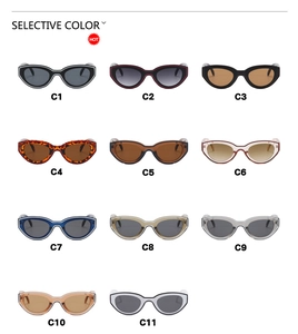 Grille détaillée montrant 11 variantes de lunettes œil de chat avec codes couleur C1 à C11