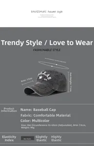 Size specifications of the washed grey baseball cap with Dallas 1841 star embroidery detail