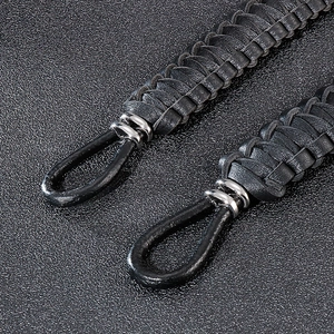 Bracelet ancre marine pour homme en cuir de vachette tressé avec boucle tête de mort rock