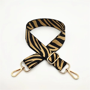 Zebra pattern adjustable bag strap with gold metal hooks for crossbody purses