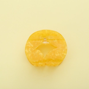 Elegant yellow marble texture acetate hair claw clip with star hollow design for women