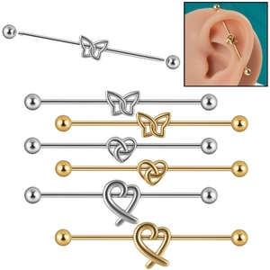 Edelstahl Industrial Barbell Herz Schmetterling Piercing Helix Ohrring Schmuck Trendige Mode Unisex