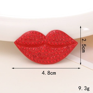 Detailed view of red rhinestone lips charm with 4.8cm width and 2.5cm height dimensions