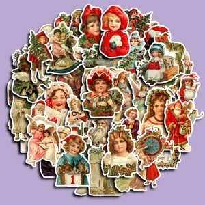 50pcs vintage Victorian Christmas waterproof stickers for laptops and luggage decoration
