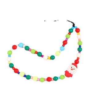 Colorful beaded phone strap with Santa Claus pendant and holiday themed charm design