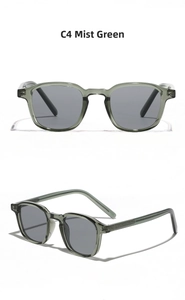 Detail view of TR90 vintage sunglasses in cloud green with dark grey lenses