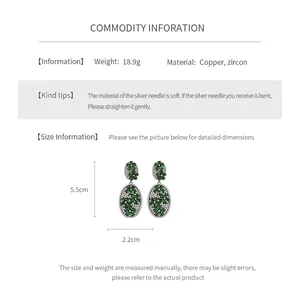 Size specifications chart for vintage oval flower earrings with copper and zircon details