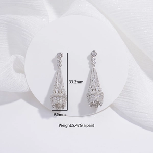 Elegant S925 sterling silver tassel earrings with zircons measuring 33.2mm in height