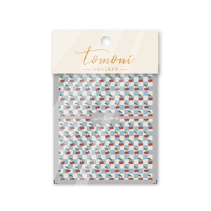 Detail of MS-35 nail art stickers with cherry and blue checkered patterns
