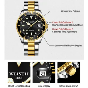 Orologio al quarzo da uomo con cinturino bicolore, quadrante nero e datario luminoso