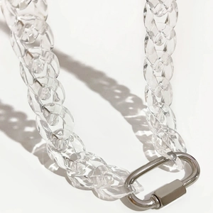 Trendy transparent acrylic chain necklace with silver metal safety buckle for hip-hop style