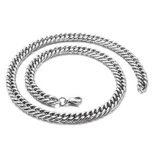 Poliertes Silber-Titanstahl-Panzerketten-Halsband mit sicherem Karabinerverschluss