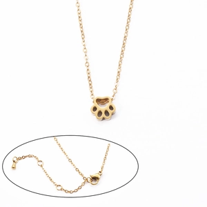 Gold stainless steel necklace with hollow cat paw print pendant and lobster clasp