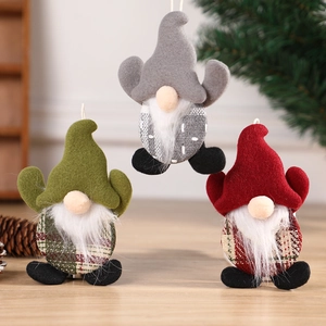 Christmas Gnome Hanging Ornaments Felt Fabric Faceless Doll Swedish Tomte With Long White Beard For Holiday Tree Decor