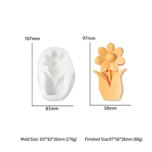 Gedetailleerde tulp siliconen mal met afmetingen voor het maken van kaarsen en zeepjes