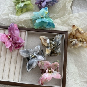 Artistic butterfly hair claw clip with colorful oil painting marble texture for women