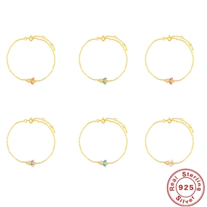 Elegant 925 sterling silver bee bracelet with colorful marquise-shaped zircon stones