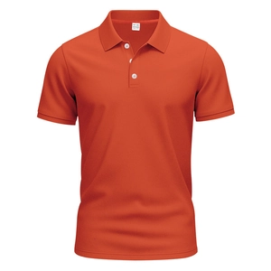 Detailed macro view of orange polo shirt fabric showing honeycomb breathable texture