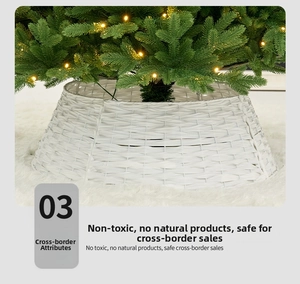 Close-up of white woven Christmas tree skirt base showing clean texture and weave