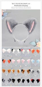 Detailed grid showing 17 colors of plush faux fur lolita cat and fox ear headbands