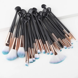 Professional Face Eye Shadow Powder Makeup Brushes Shell Shaped Synthetic Fiber Rose Gold Ferrule Cosmetic Tools