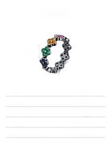Macro shot of S925 hallmark on black plated silver ring with rainbow clover stones