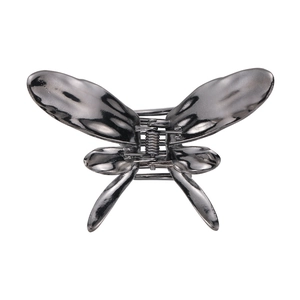 Metallic butterfly hair claw clip in dark gray finish for elegant half-up hairstyles