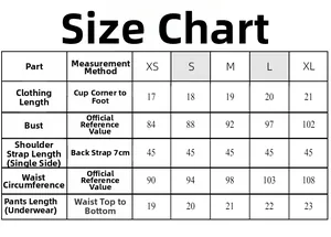 Detailed size guide table for triangle bikini set including XS to XL measurements
