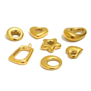 Polished 18K gold plated stainless steel geometric pendants in heart and star shapes