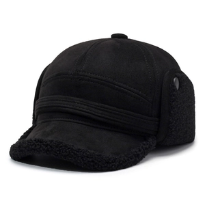 Winter thermal trapper hat for men with faux suede finish and thick warm ear flaps