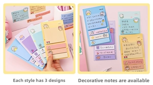 Cute cartoon animal sticky notes set with pastel index tabs for school and office