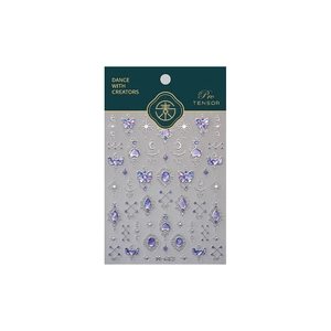 TENSOR embossed dream blue nail stickers with purple butterfly and gemstone designs M-683