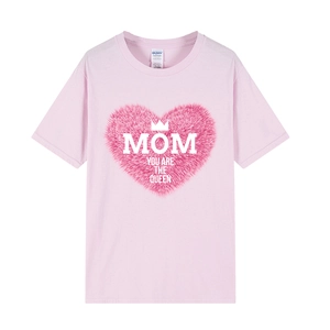 Pink short sleeve Mother's Day T-shirt with Mom You Are The Queen print in casual fit