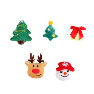 Christmas theme plush set with snowman reindeer and tree accessories for DIY decoration