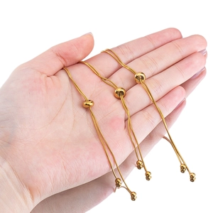 Adjustable golden stainless steel link chains with sliding beads for DIY jewelry making