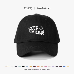Cotton Baseball Cap Keep Smiling Letter Print Smiley Face Casual Outdoor Sun Protection Adjustable Hat For Men Women