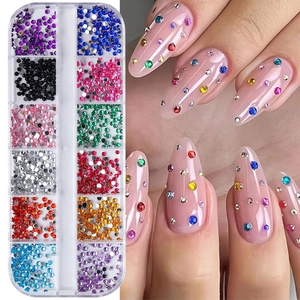 Détails du kit de 12 strass pour nail art avec effet d'application de manucure réelle